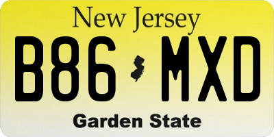 NJ license plate B86MXD