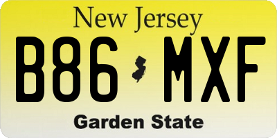NJ license plate B86MXF