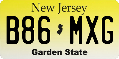 NJ license plate B86MXG