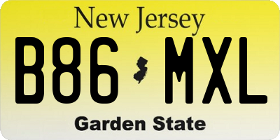 NJ license plate B86MXL