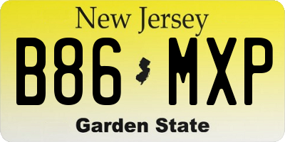 NJ license plate B86MXP