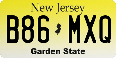 NJ license plate B86MXQ