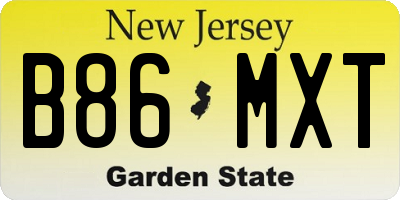 NJ license plate B86MXT