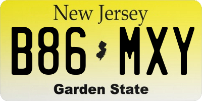 NJ license plate B86MXY