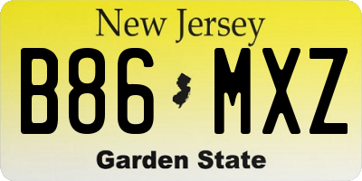 NJ license plate B86MXZ