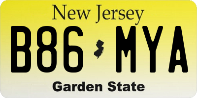 NJ license plate B86MYA