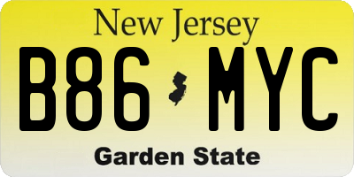 NJ license plate B86MYC