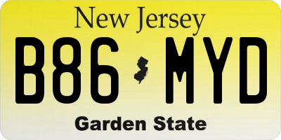 NJ license plate B86MYD