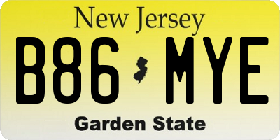 NJ license plate B86MYE