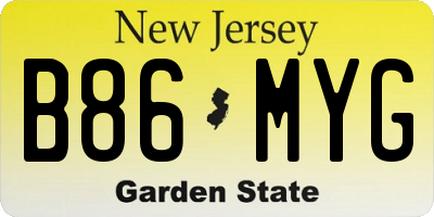 NJ license plate B86MYG