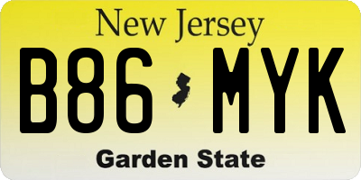 NJ license plate B86MYK