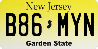 NJ license plate B86MYN