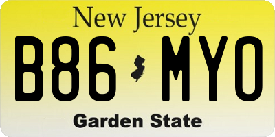 NJ license plate B86MYO