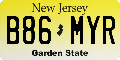 NJ license plate B86MYR