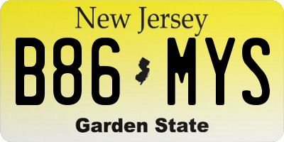NJ license plate B86MYS