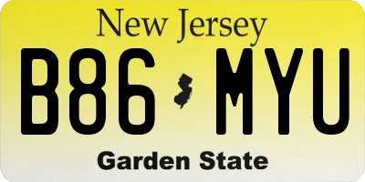 NJ license plate B86MYU