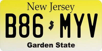 NJ license plate B86MYV