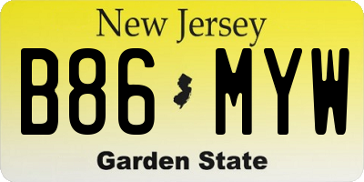 NJ license plate B86MYW