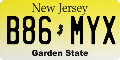 NJ license plate B86MYX
