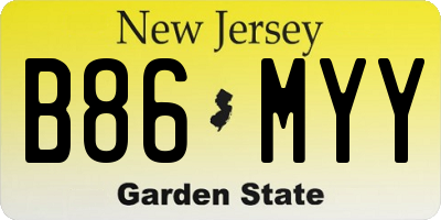 NJ license plate B86MYY