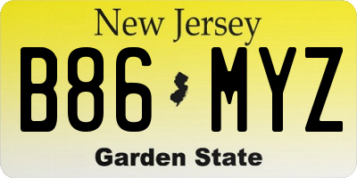 NJ license plate B86MYZ