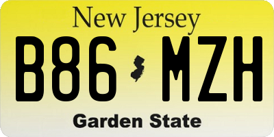 NJ license plate B86MZH