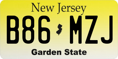 NJ license plate B86MZJ