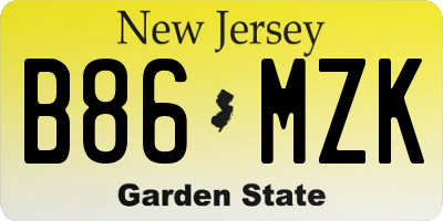 NJ license plate B86MZK