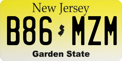 NJ license plate B86MZM