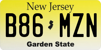 NJ license plate B86MZN