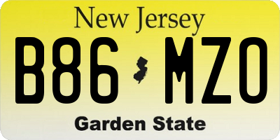 NJ license plate B86MZO