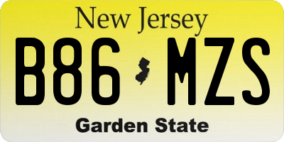 NJ license plate B86MZS