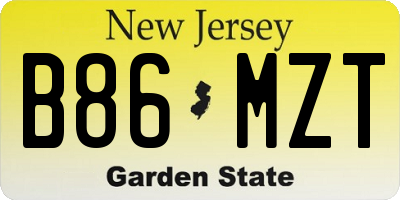 NJ license plate B86MZT