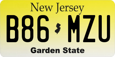 NJ license plate B86MZU