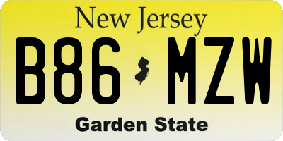 NJ license plate B86MZW