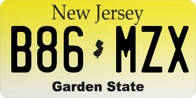 NJ license plate B86MZX