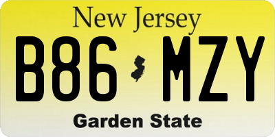 NJ license plate B86MZY