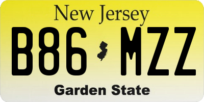 NJ license plate B86MZZ
