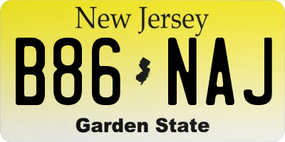 NJ license plate B86NAJ