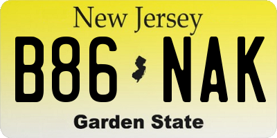 NJ license plate B86NAK