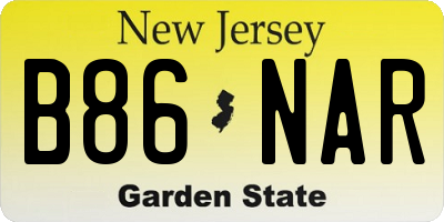 NJ license plate B86NAR