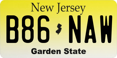 NJ license plate B86NAW
