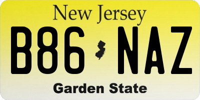 NJ license plate B86NAZ