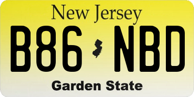 NJ license plate B86NBD