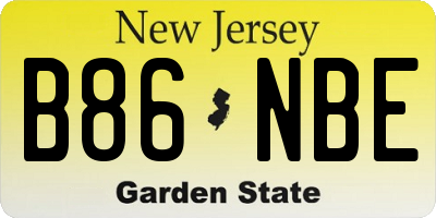 NJ license plate B86NBE