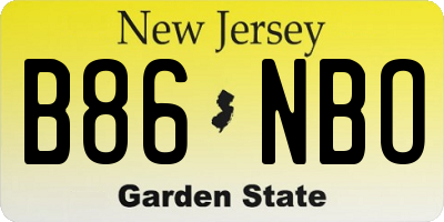 NJ license plate B86NBO