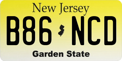 NJ license plate B86NCD