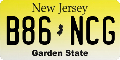 NJ license plate B86NCG