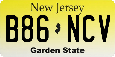 NJ license plate B86NCV