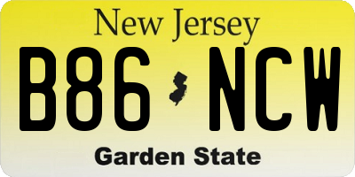 NJ license plate B86NCW